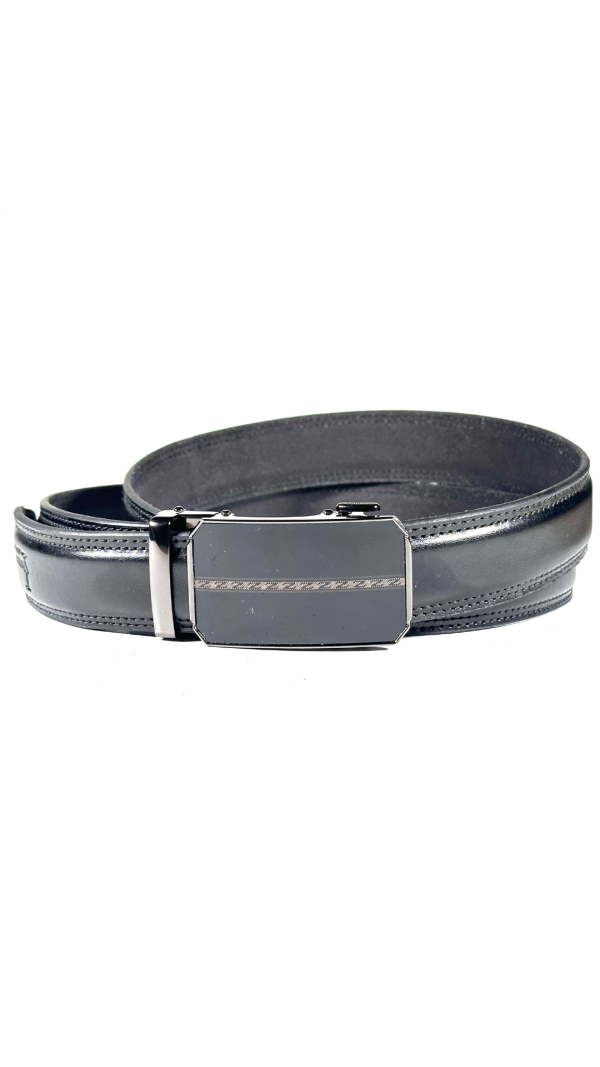 Custom Fit Leather Belt With Track Lock Engineering (Black) - Image 2