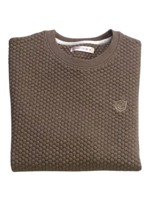 Brown Premium Texture Crew Sweatshirt - Image 2