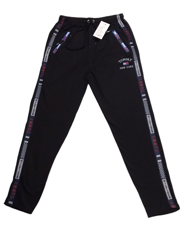 Black Tommy Trousers for Men with Side Stripes