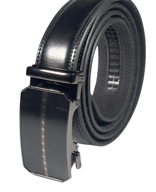 Custom Fit Leather Belt With Track Lock Engineering (Black)