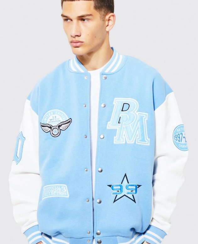 boohooMAN - Members Club Applique Varsity Jacket