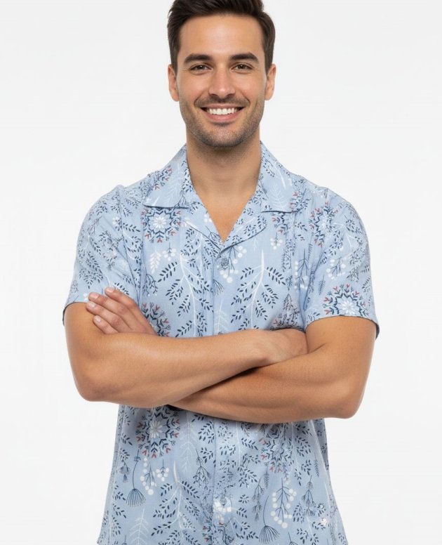 Cuban Cotton Printed Shirt for Men – Half Sleeves Casual Summer Shirt