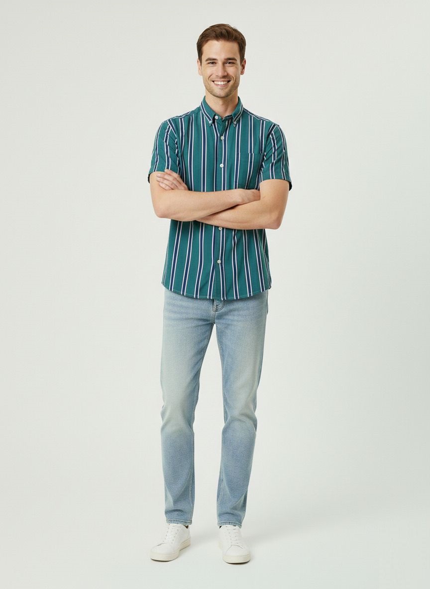 Striped Linen Cotton Shirt for Men – Half Sleeves Casual Summer Shirt
