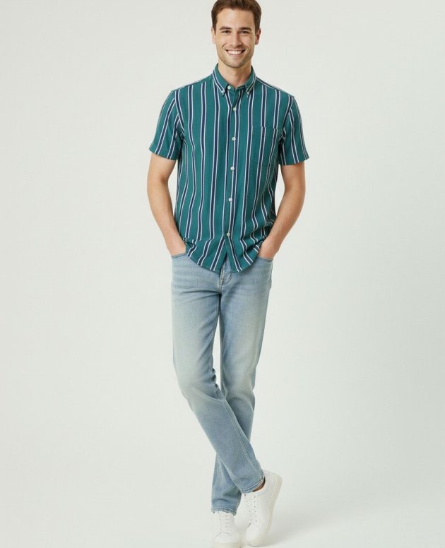 Striped Linen Cotton Shirt for Men – Half Sleeves Casual Summer Shirt