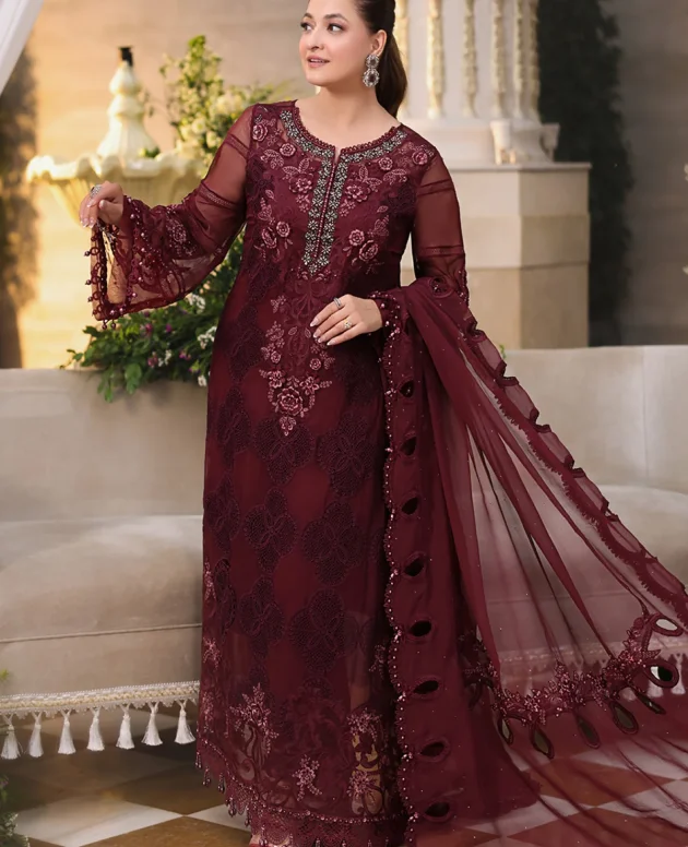 Maria B Tea Affair MT-08 Luxury Embroidered Chiffon Unstitched 3 Piece Suit