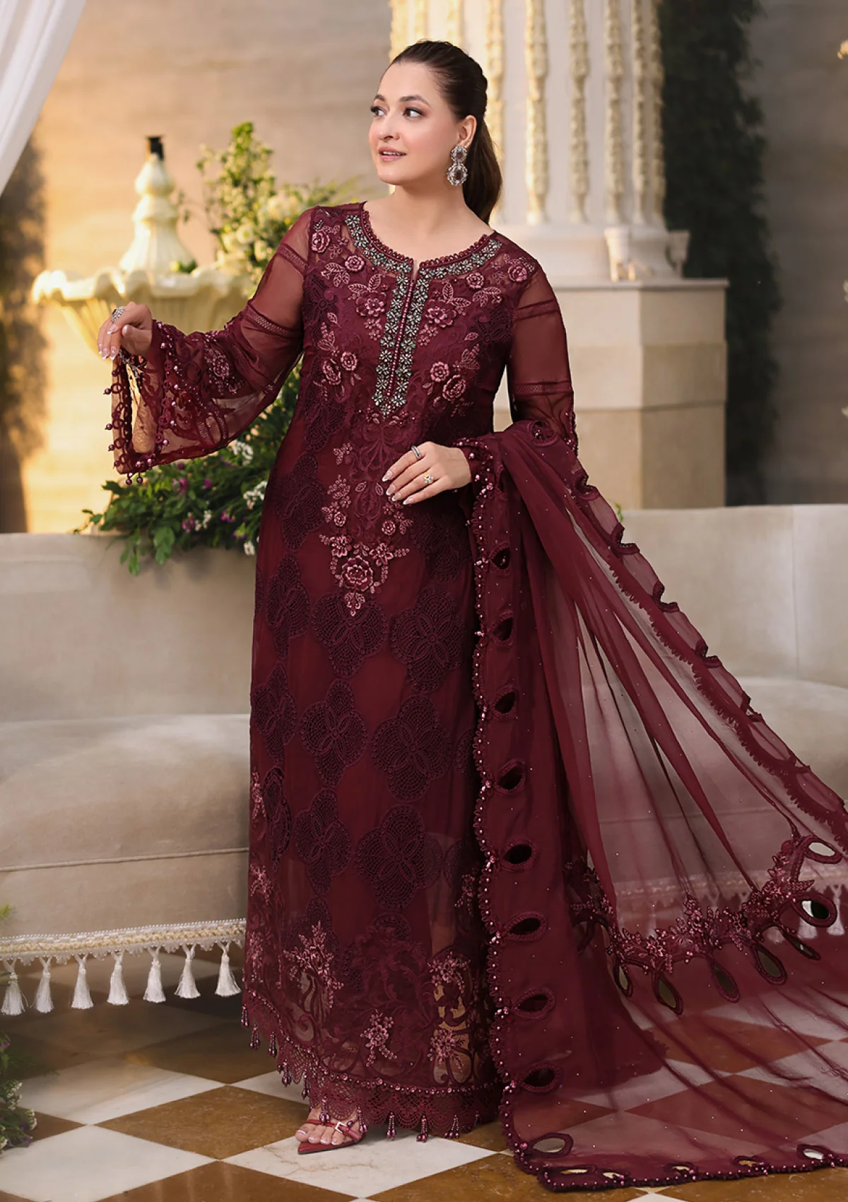 Maria B Tea Affair MT-08 Luxury Embroidered Chiffon Unstitched 3 Piece Suit