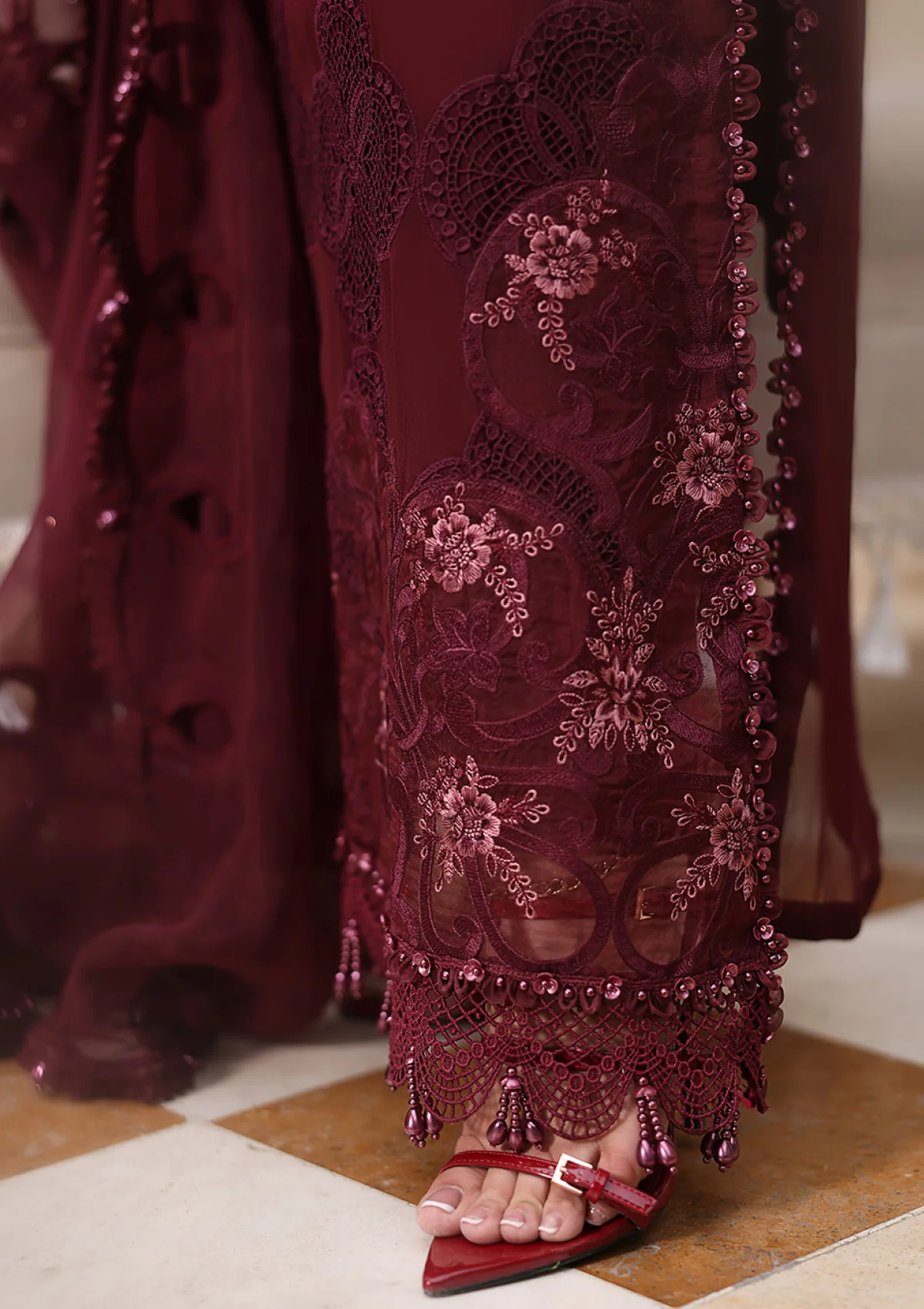 Maria B Tea Affair MT-08 Luxury Embroidered Chiffon Unstitched 3 Piece Suit