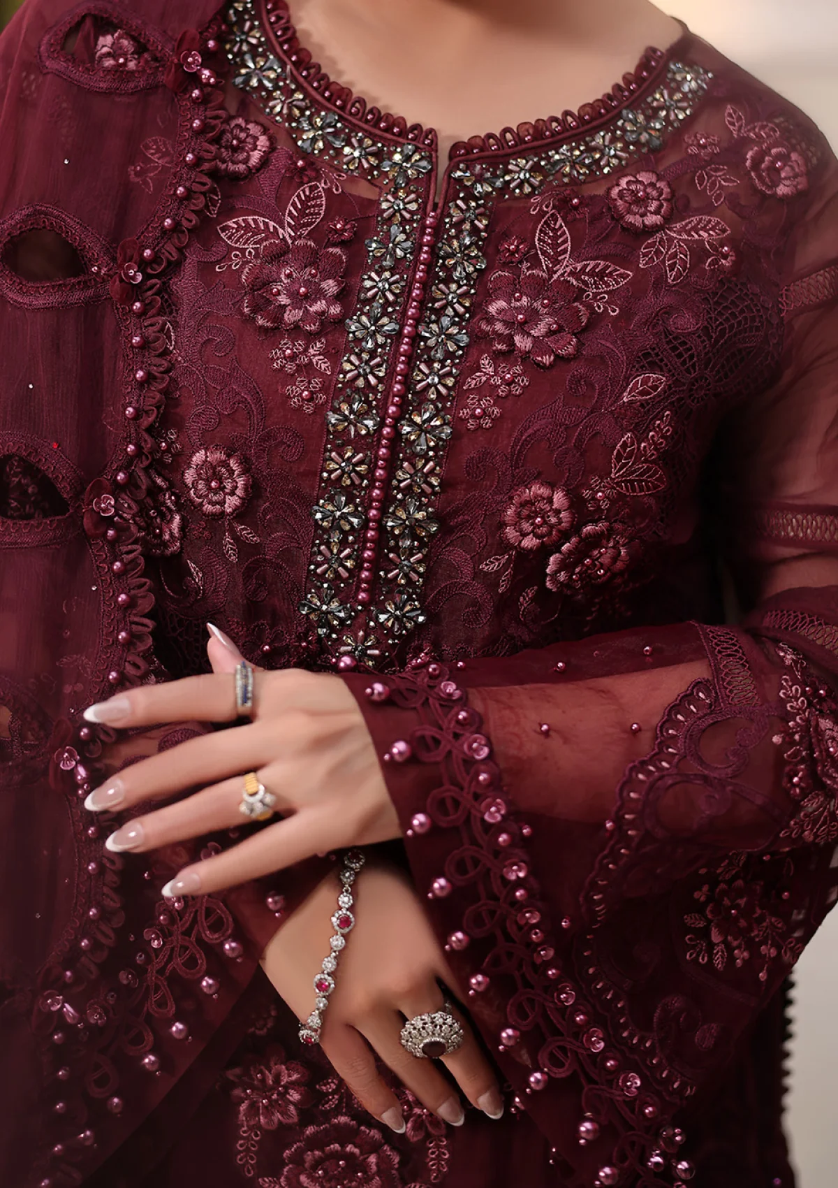 Maria B Tea Affair MT-08 Luxury Embroidered Chiffon Unstitched 3 Piece Suit