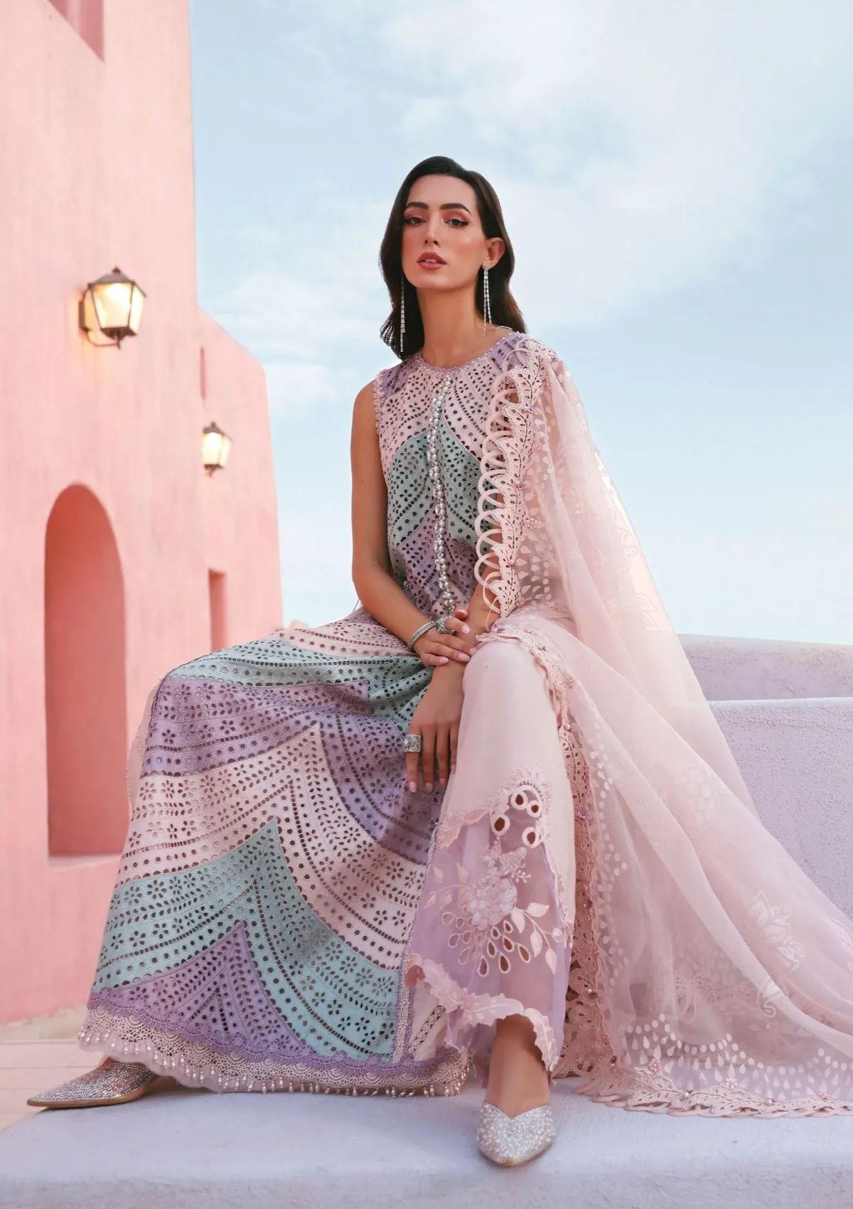 Maria B Luxury Lawn D-12B Unstitched 3 Piece Embroidered Lawn Suit