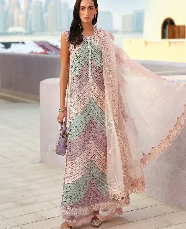 Maria B Luxury Lawn D-12B Unstitched 3 Piece Embroidered Lawn Suit