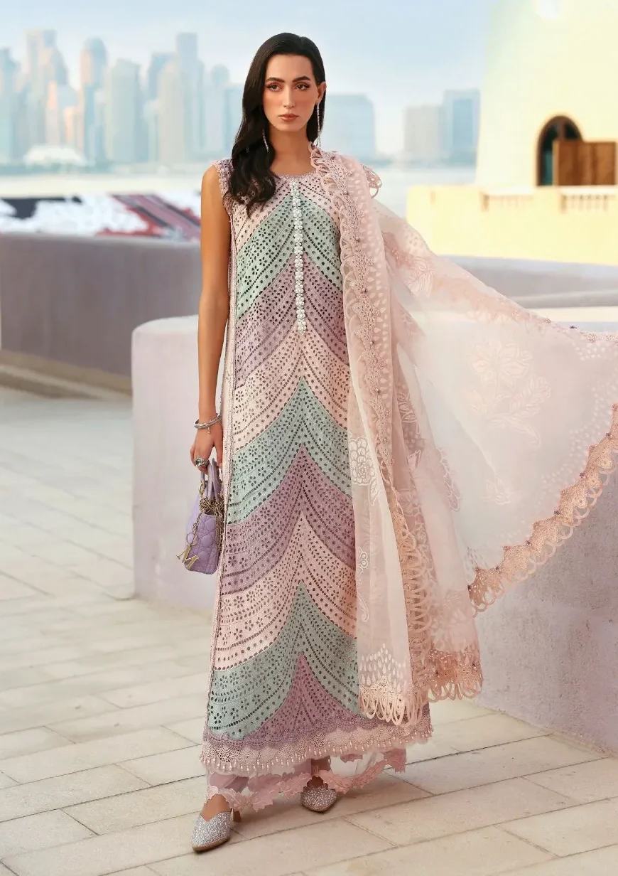 Maria B Luxury Lawn D-12B Unstitched 3 Piece Embroidered Lawn Suit
