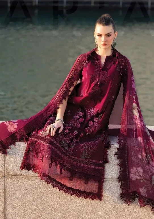 Maria B Luxury Lawn D-11B Unstitched 3 Piece Embroidered Lawn Suit