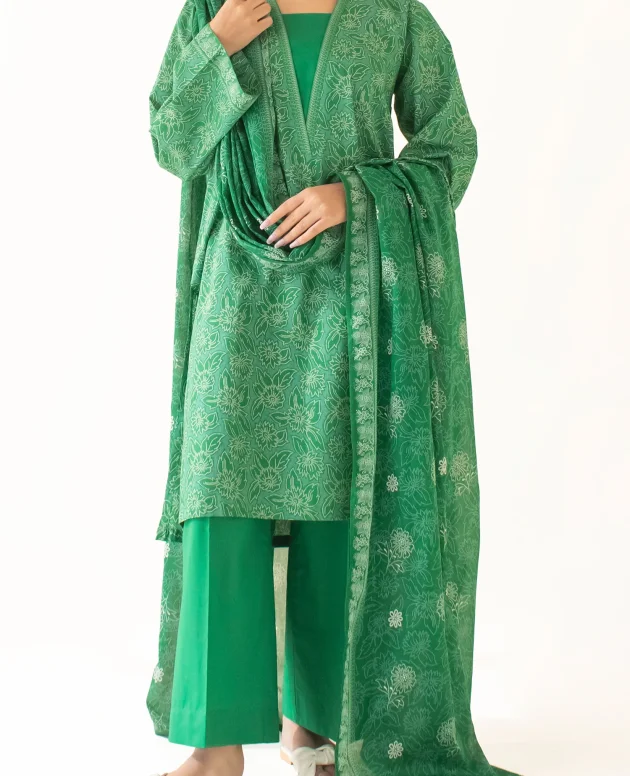 Orient OTL-24-327/U Green Unstitched 3 Piece Printed Lawn Suit for Women