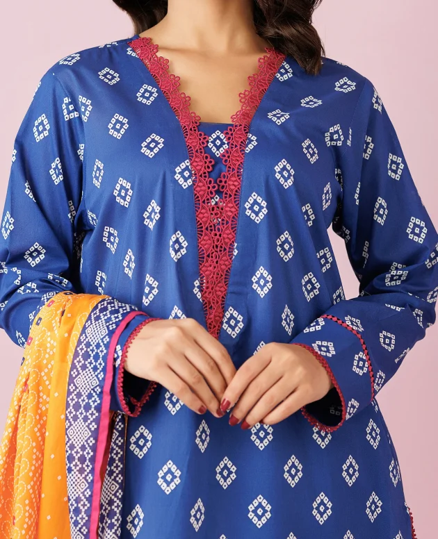 Orient OTL-24-184/U Blue Unstitched 3 Piece Printed Lawn Suit for Women
