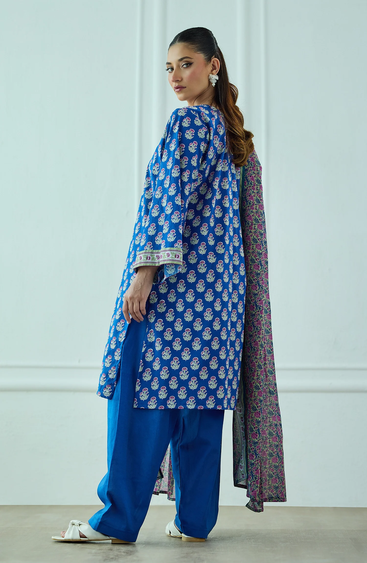 Orient OTL-20405/U Blue Unstitched 3 Piece Printed Lawn Suit for Women