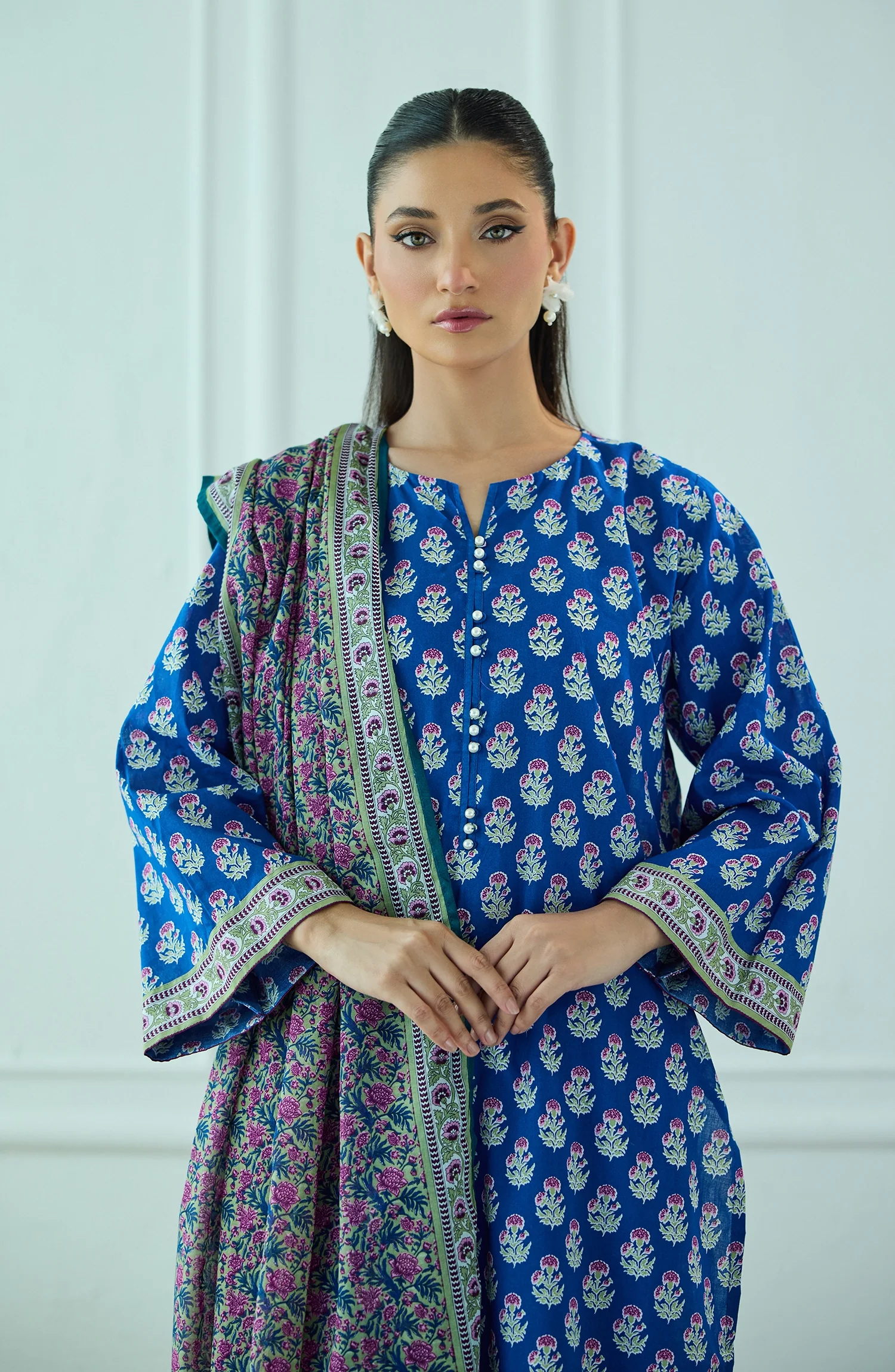 Orient OTL-20405/U Blue Unstitched 3 Piece Printed Lawn Suit for Women