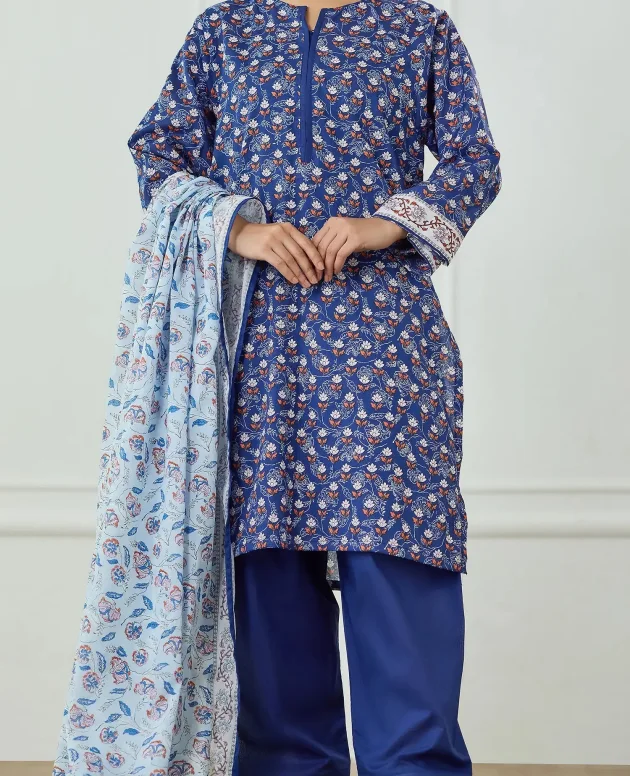 Orient OTL-25-506/U Blue Unstitched 3 Piece Printed Lawn Suit for Women – Summer Collection 2025