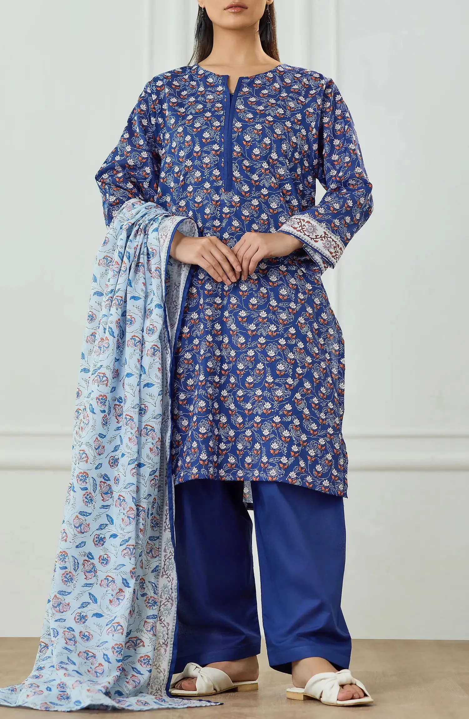 Orient OTL-25-506/U Blue Unstitched 3 Piece Printed Lawn Suit for Women – Summer Collection 2025