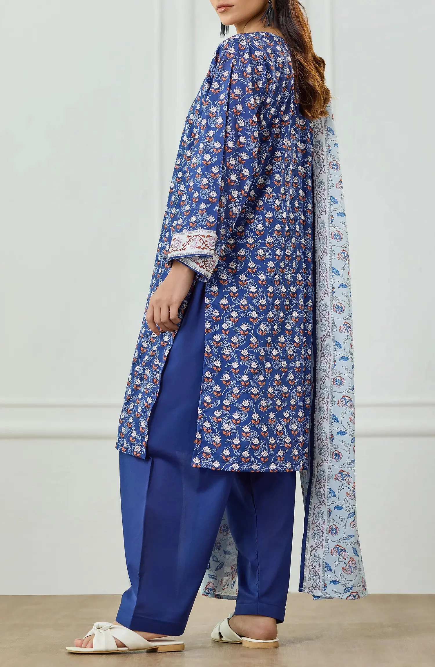 Orient OTL-25-506/U Blue Unstitched 3 Piece Printed Lawn Suit for Women – Summer Collection 2025