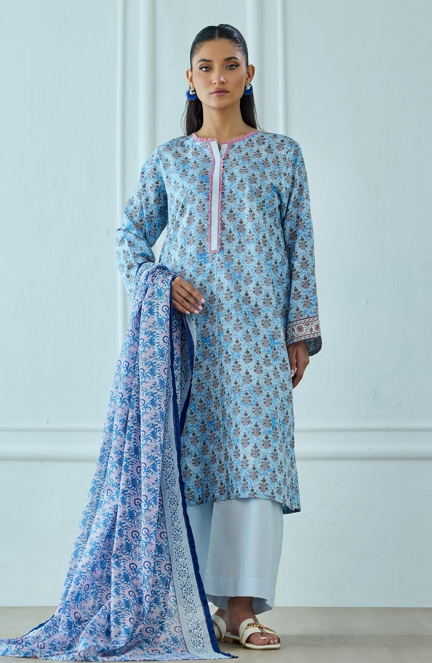 Orient OTL-25-514/U Sky Blue Unstitched 3 Piece Printed Lawn Suit for Women