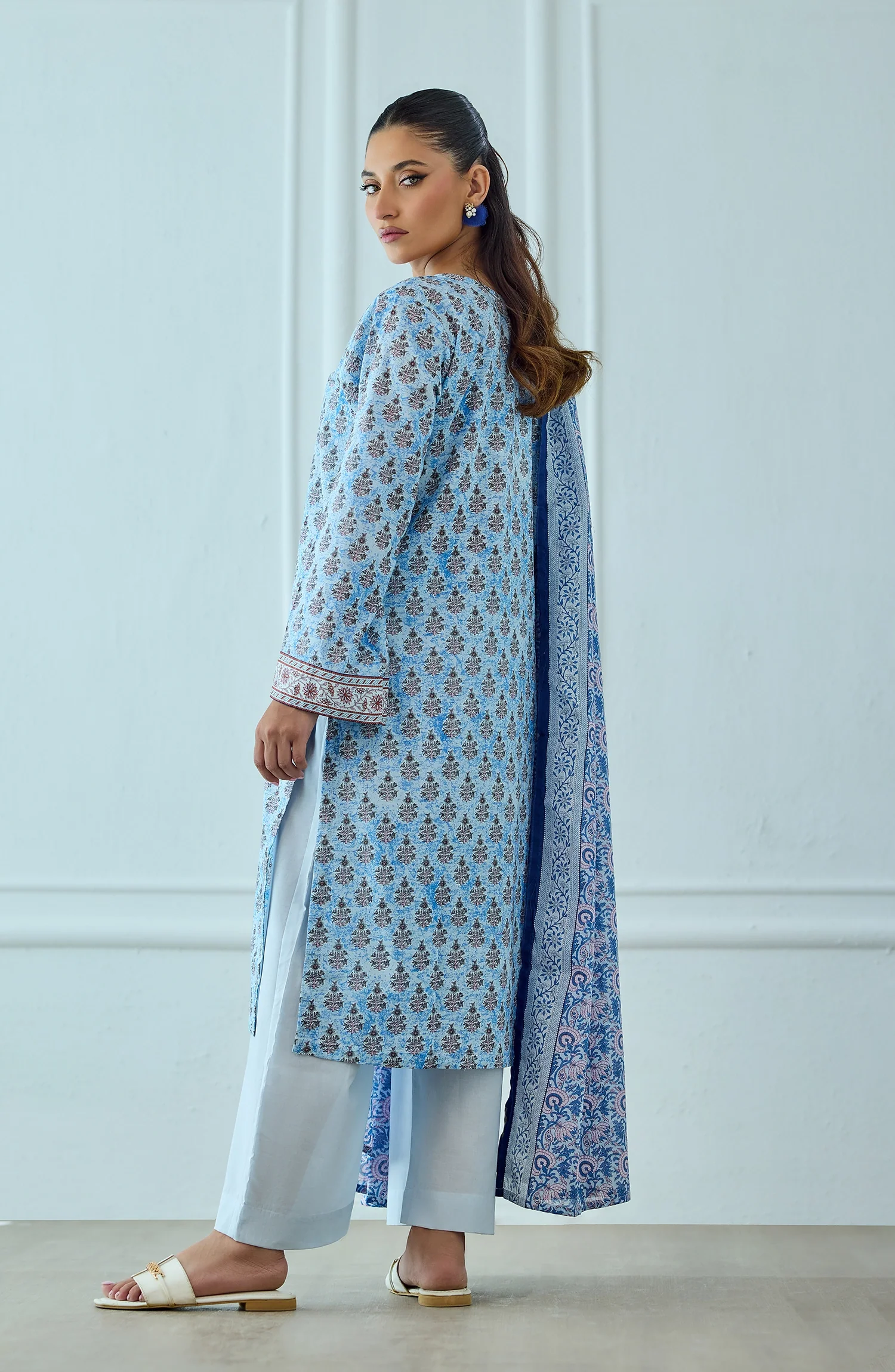 Orient OTL-25-514/U Sky Blue Unstitched 3 Piece Printed Lawn Suit for Women