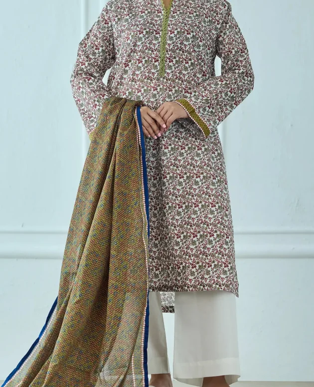 Orient OTL-25-563/U Beige Unstitched 3 Piece Printed Lawn Suit