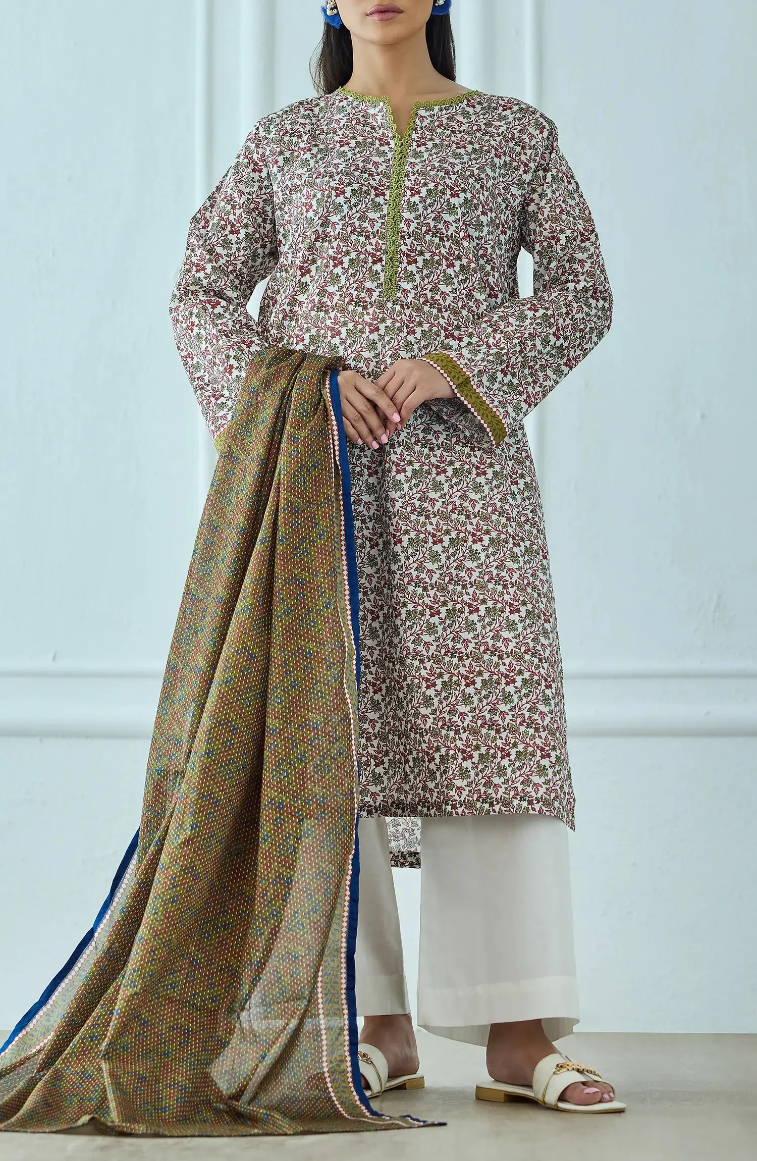 Orient OTL-25-563/U Beige Unstitched 3 Piece Printed Lawn Suit