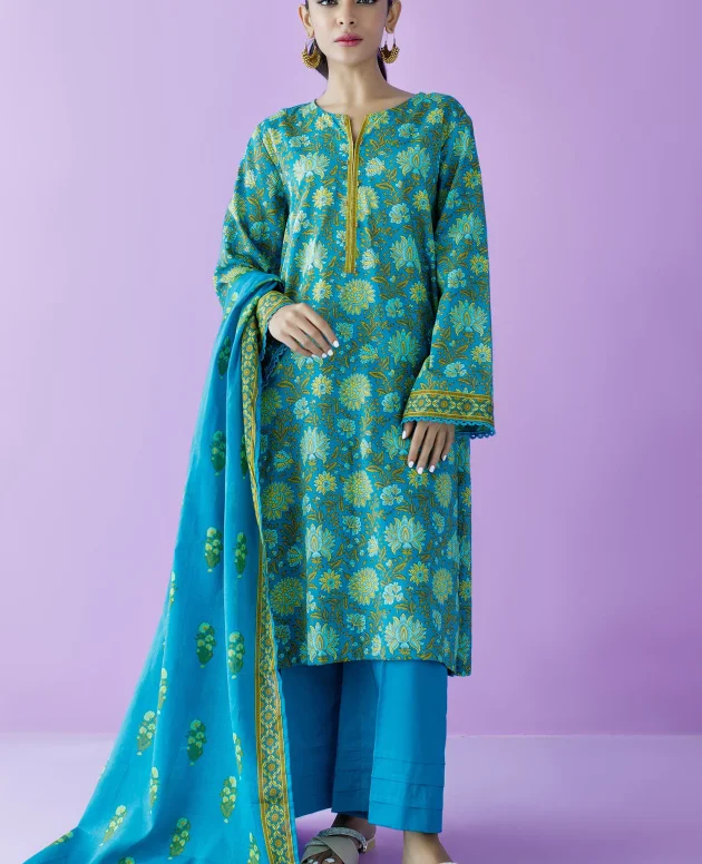 Orient OTL-23-151/U Teal Unstitched 3 Piece Printed Lawn Suit for Women