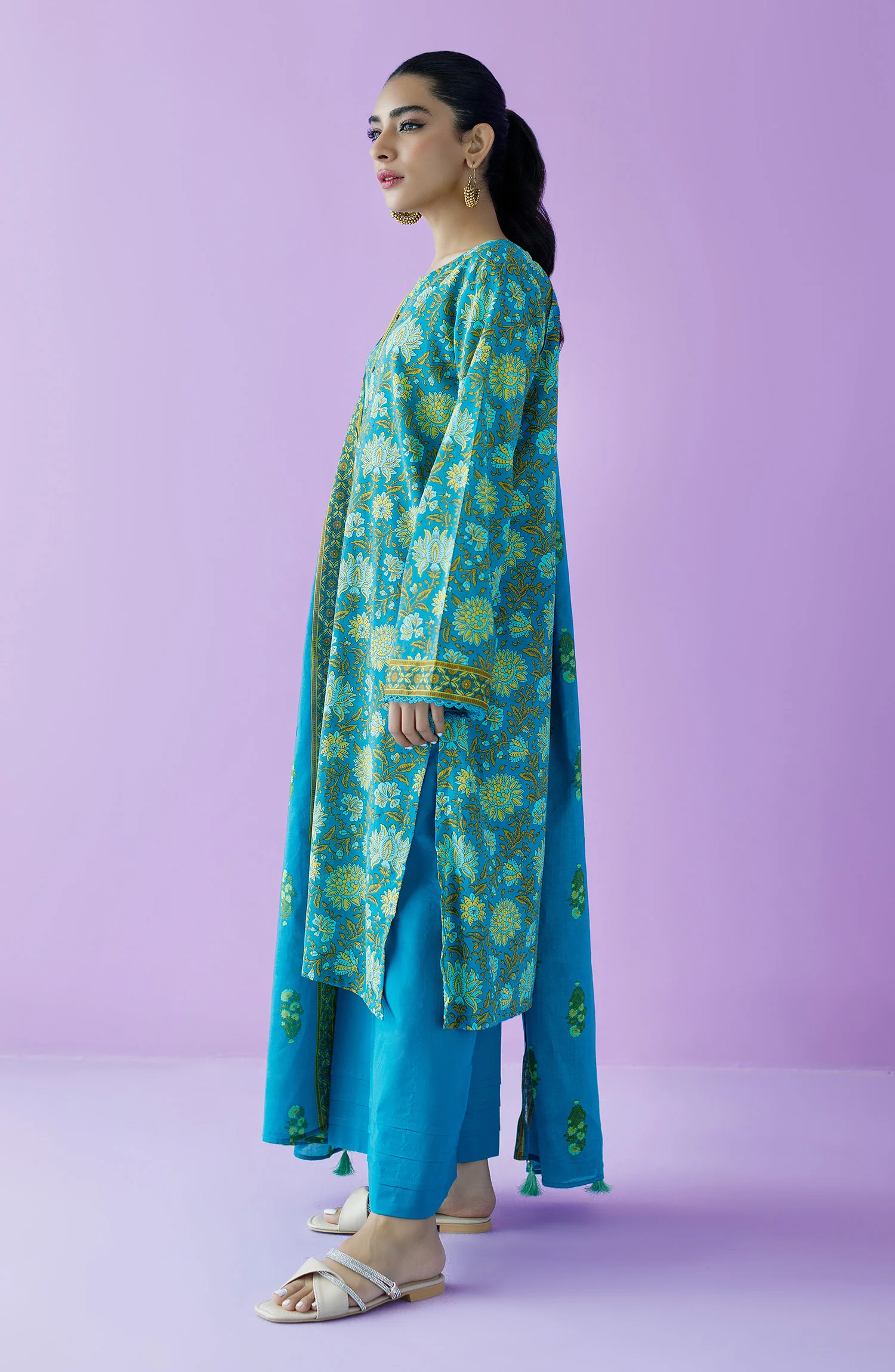 Orient OTL-23-151/U Teal Unstitched 3 Piece Printed Lawn Suit for Women