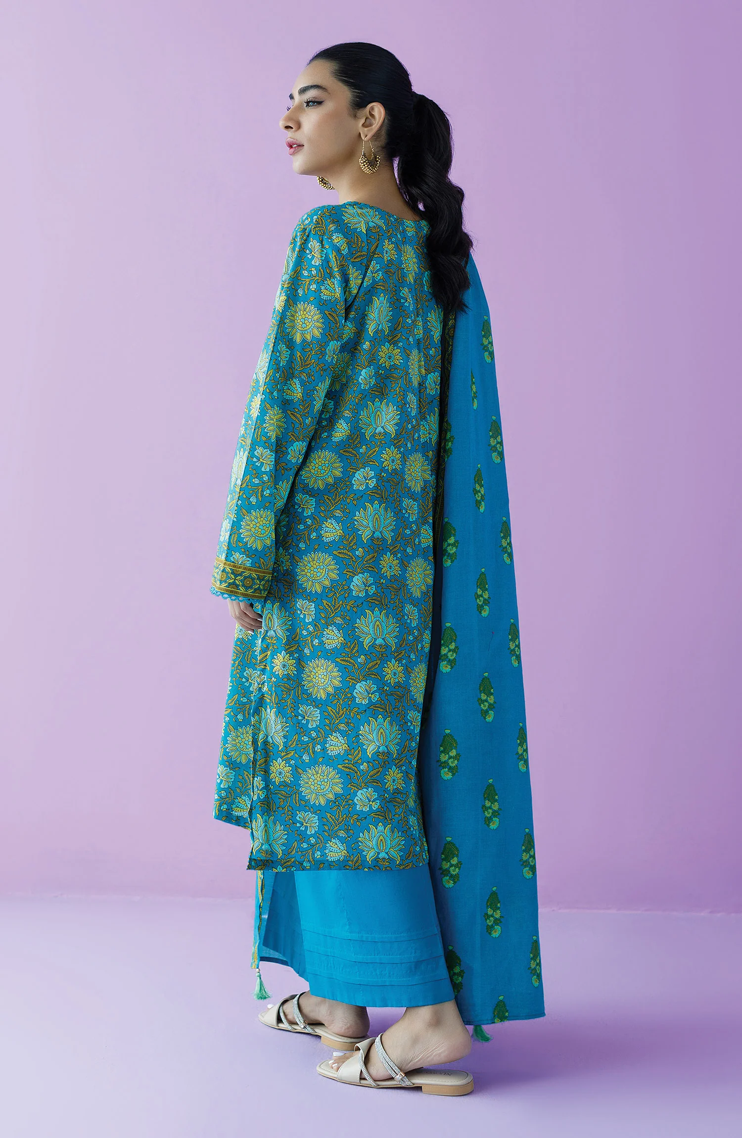Orient OTL-23-151/U Teal Unstitched 3 Piece Printed Lawn Suit for Women