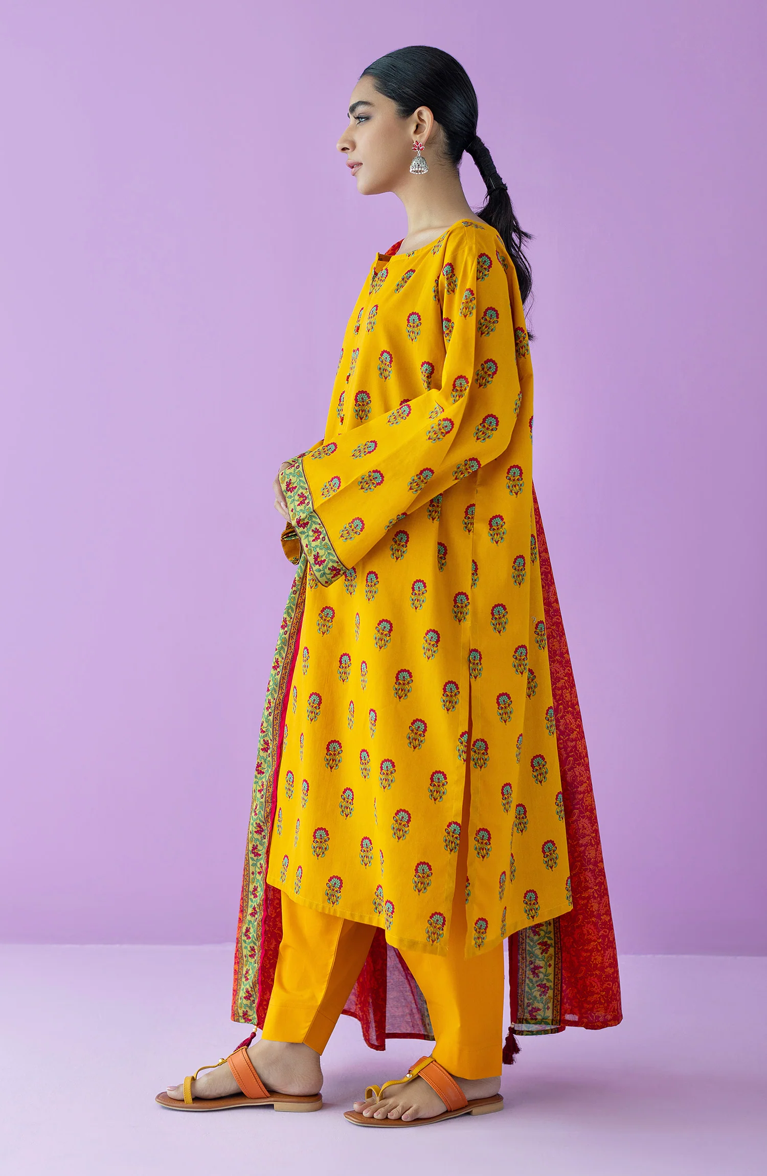 Orient OTL-23-144/U Yellow Unstitched 3 Piece Printed Lawn Suit