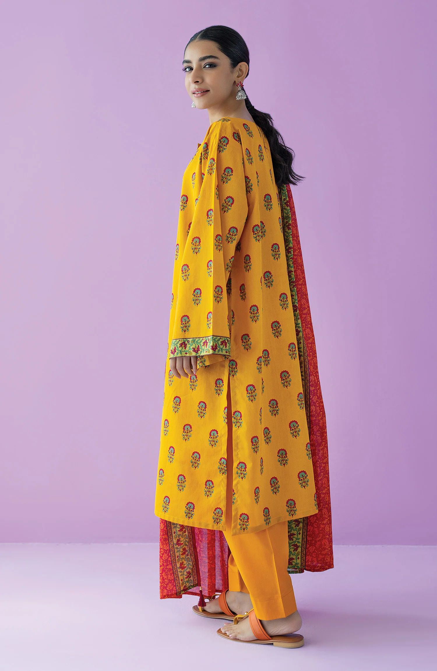 Orient OTL-23-144/U Yellow Unstitched 3 Piece Printed Lawn Suit