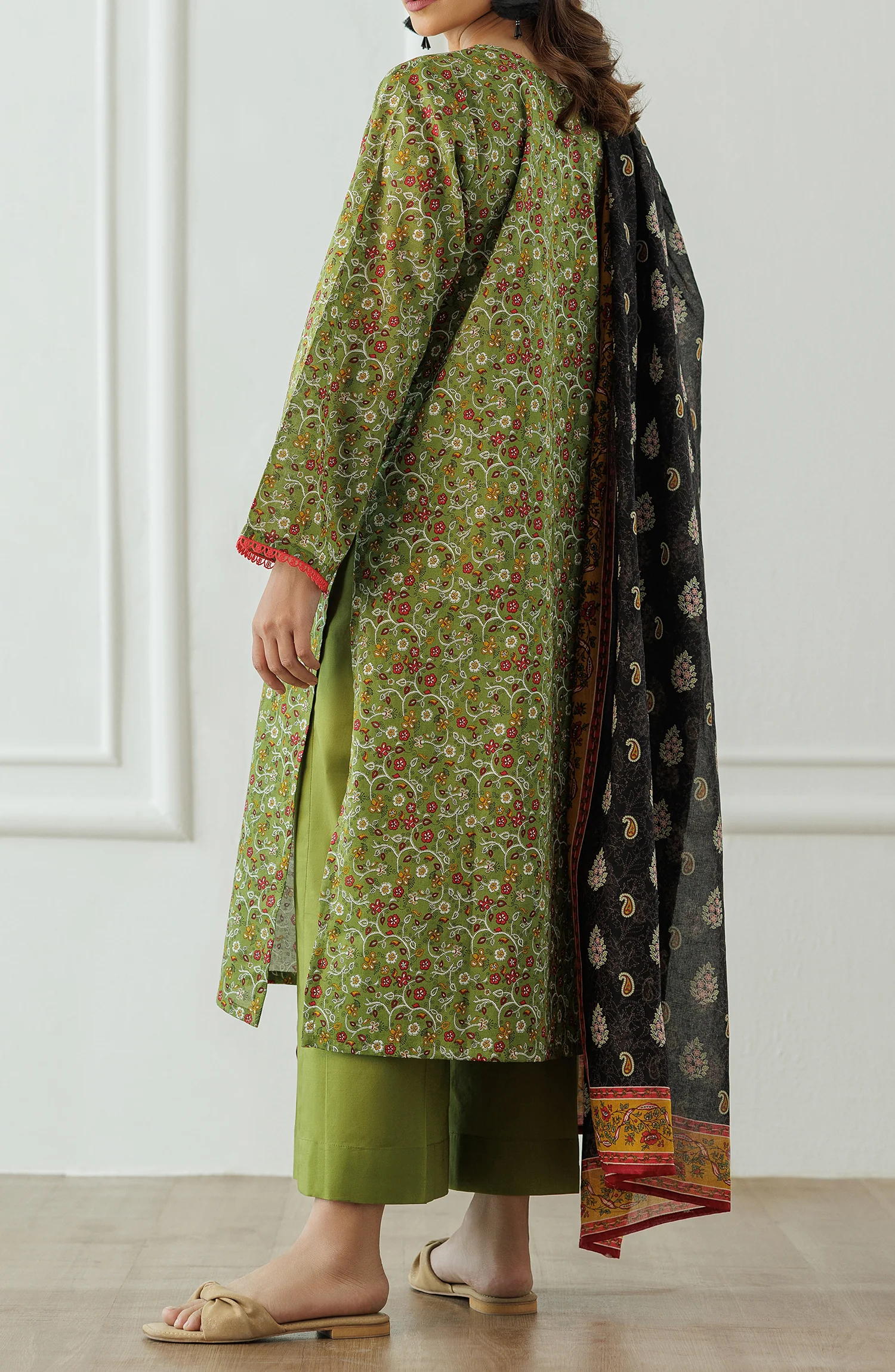 Orient OTL-25-002/U Green Unstitched 3 Piece Printed Lawn Suit for Women