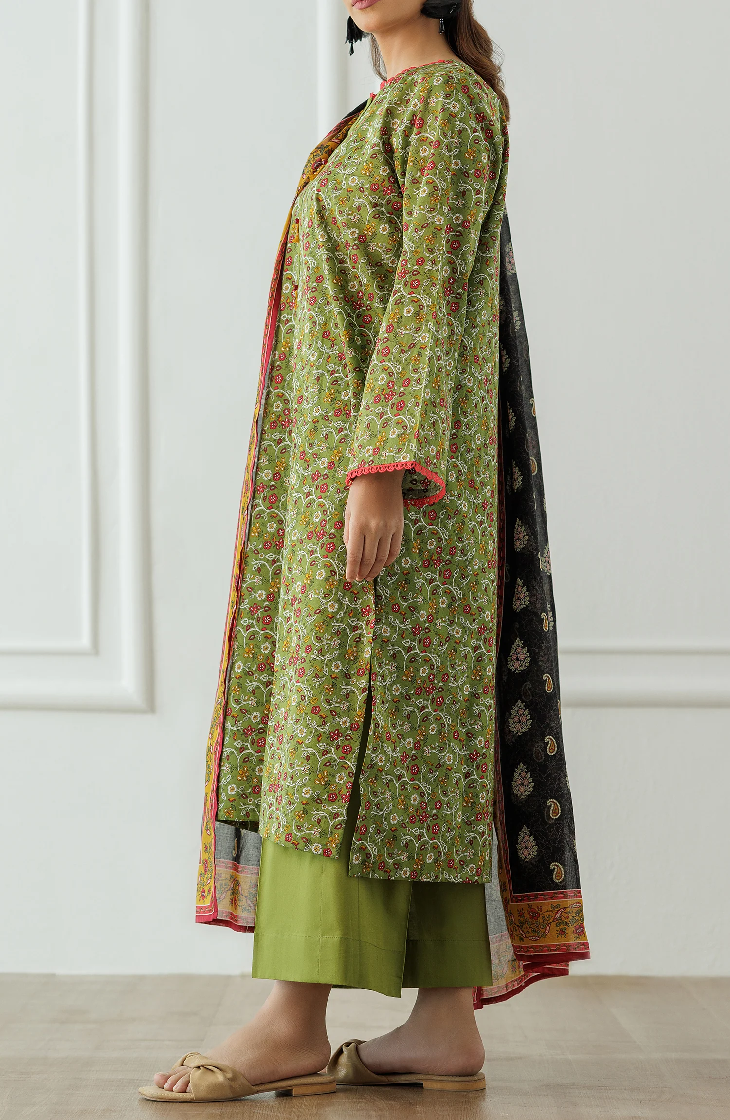 Orient OTL-25-002/U Green Unstitched 3 Piece Printed Lawn Suit for Women