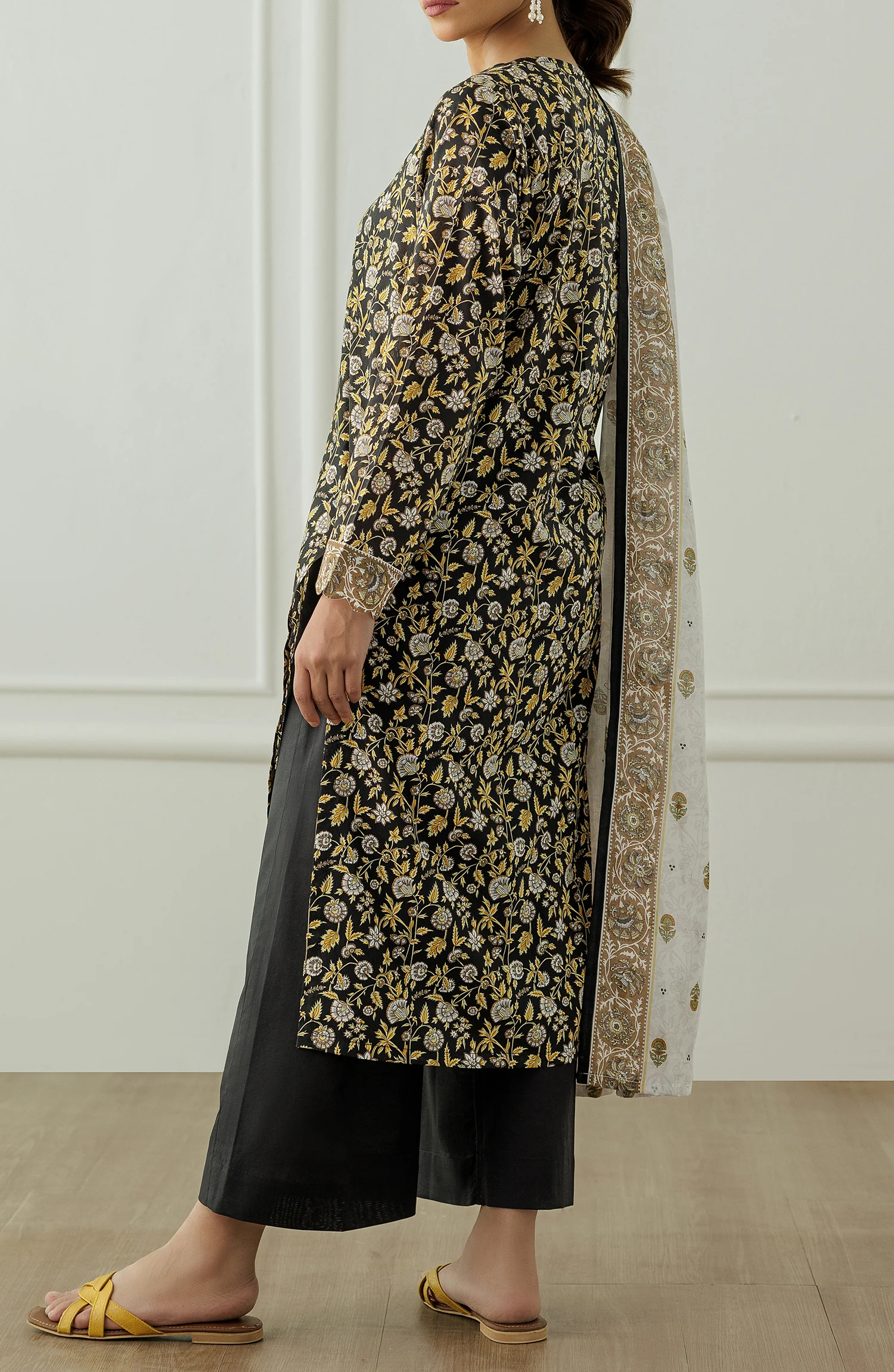 Orient OTL-25-017/U Black Unstitched 3 Piece Printed Lawn Suit