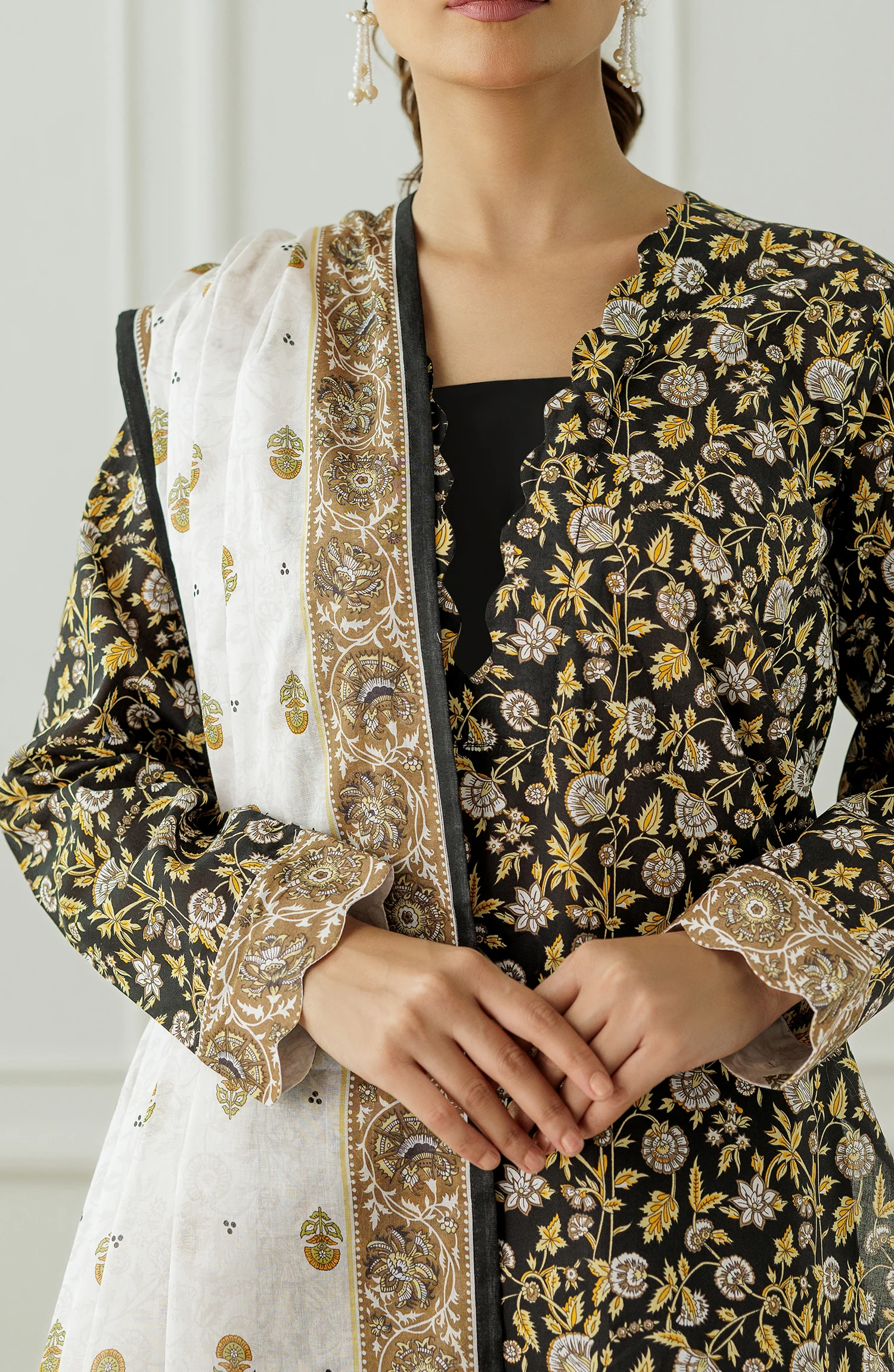Orient OTL-25-017/U Black Unstitched 3 Piece Printed Lawn Suit