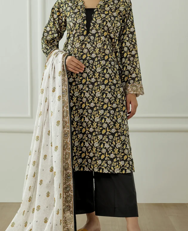 Orient OTL-25-017/U Black Unstitched 3 Piece Printed Lawn Suit