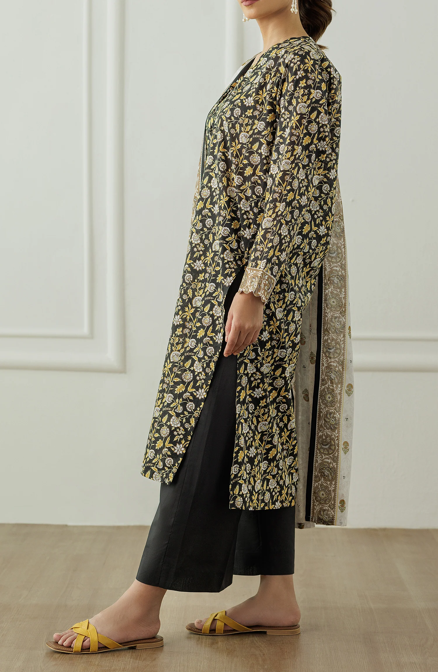 Orient OTL-25-017/U Black Unstitched 3 Piece Printed Lawn Suit
