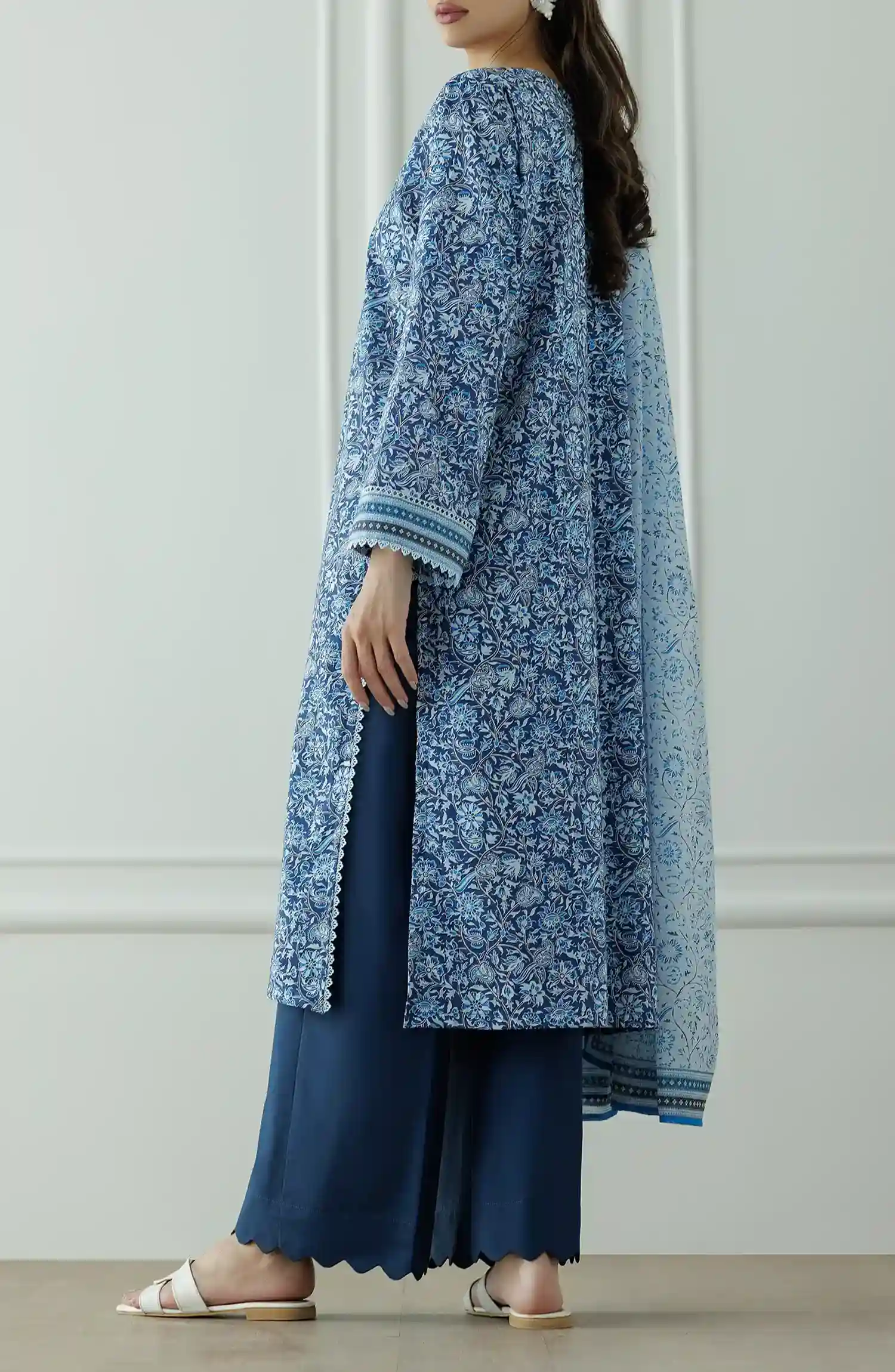 Orient OTL-25-044/U Blue Unstitched 3 Piece Printed Lawn Suit for Women