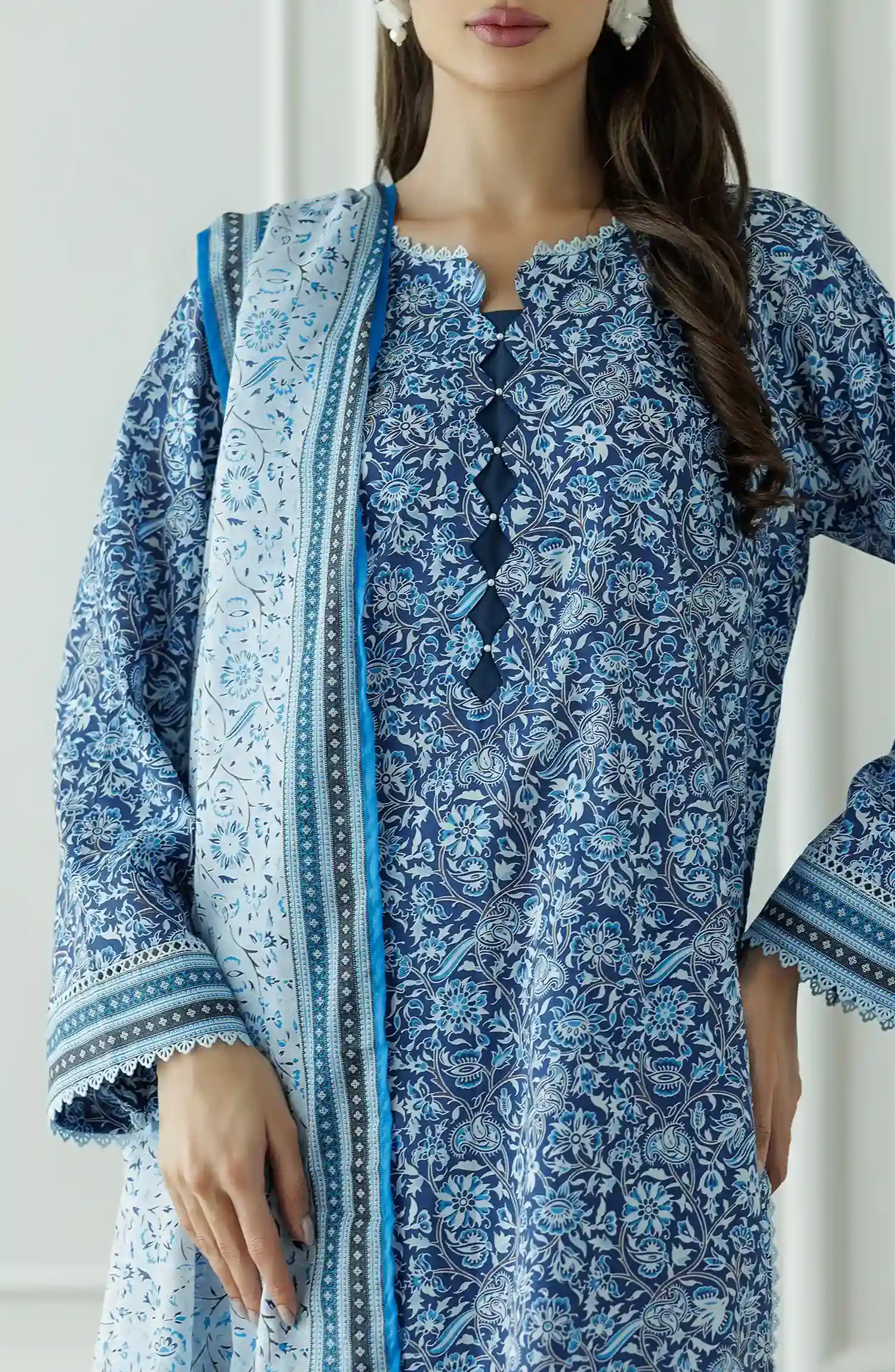 Orient OTL-25-044/U Blue Unstitched 3 Piece Printed Lawn Suit for Women