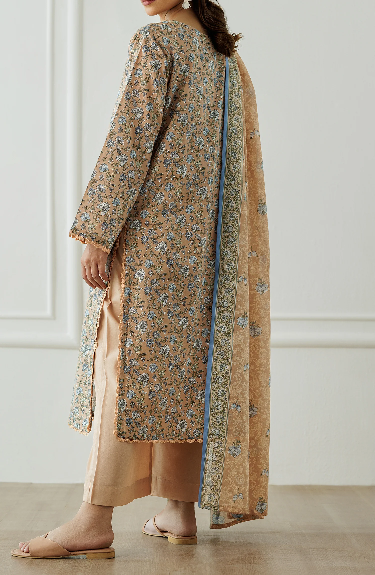 Orient OTL-25-301/U Brown Unstitched 3 Piece Printed Lawn Suit for Women