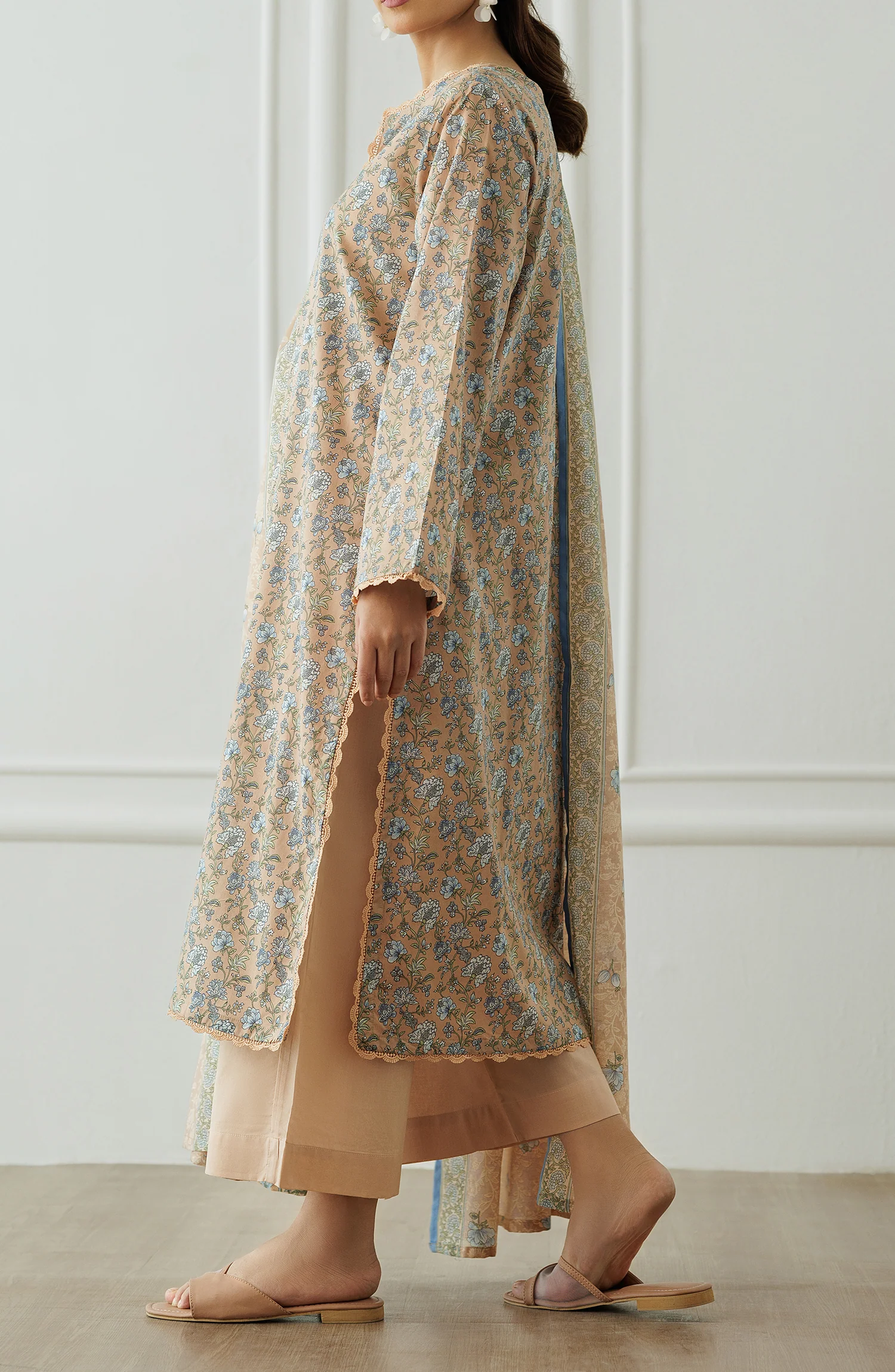 Orient OTL-25-301/U Brown Unstitched 3 Piece Printed Lawn Suit for Women