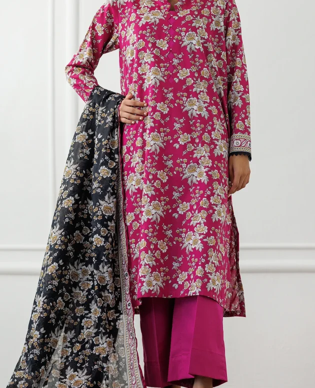 Orient OTL-25-346/U Magenta Unstitched 3 Piece Printed Lawn Suit