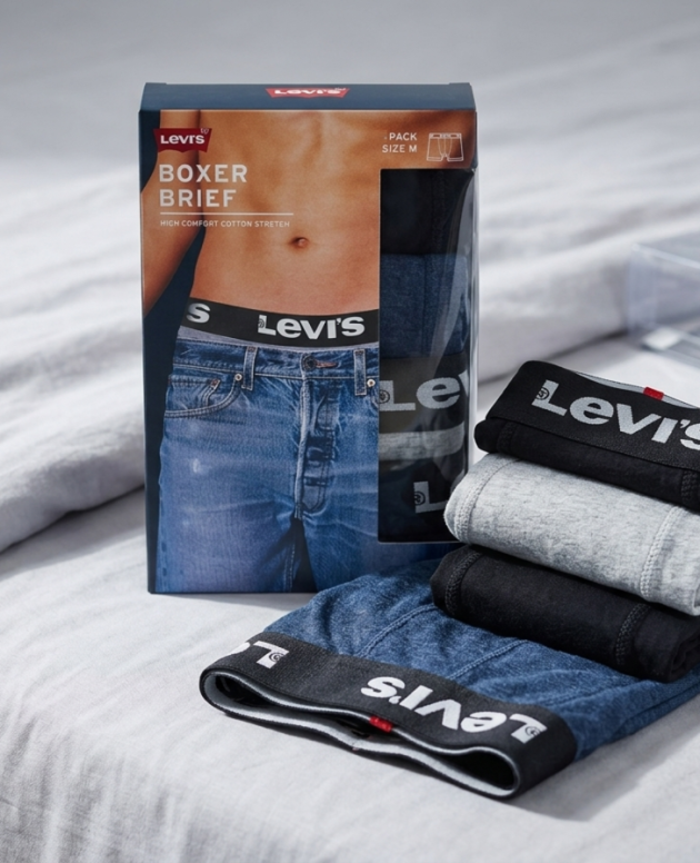 Levi's boxer briefs pack of 3 - packaging with logo waistband