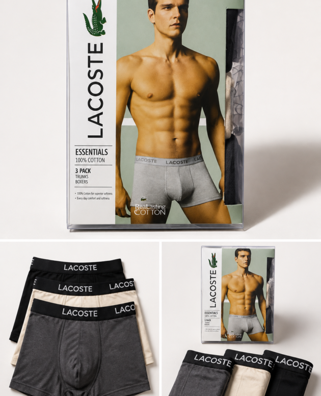 Lacoste boxers Pakistan 100% cotton pack of 3